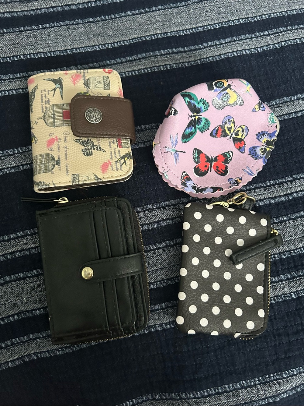 Pink Butterfly Coin Pouch - Compact Zip Jewelry & Coin Case